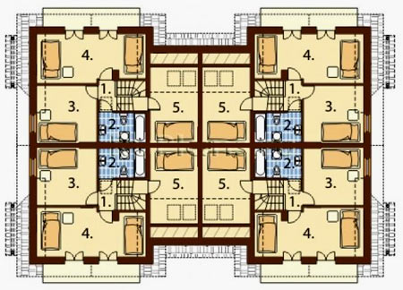 планування таунхауса на 4 сім'ї