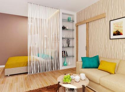 Зонування однокімнатної квартири: 9 способів + фото