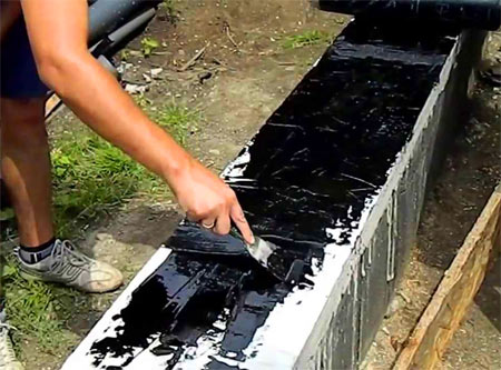 нанесення мастики на фундамент