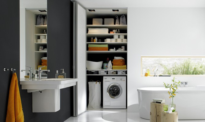 Як зробити шафу для пральної машини в ванну?